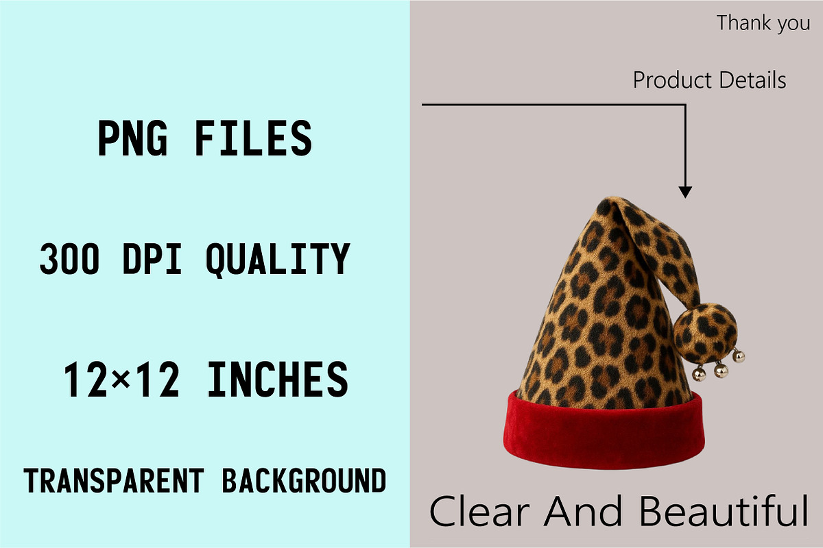 Christmas Leopard Santa Hat Clipart, an Illustration by SVGArt (Photo 4 of 8)