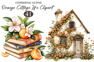 Watercolor Orange Cottage Life Clipa, an Illustration by designcity5