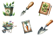 Gardening Tools Watercolor  Png, an Illustration by cherrydesign (Thumbnail 4 of 5)