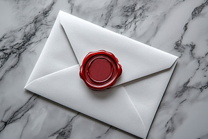 Envelope with red wax seal, a Photo by AlyaAnd