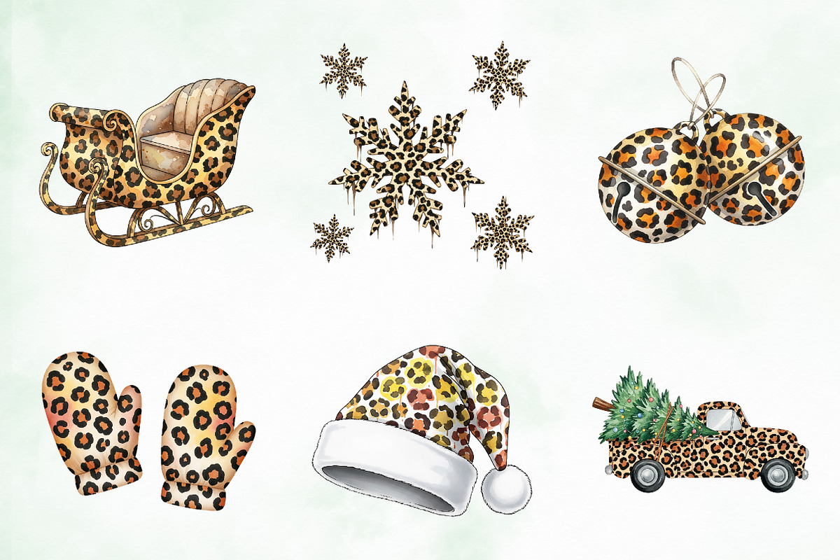Leopard Print Christmas Clipart PNG, an Illustration by Creative Art (Photo 6 of 9)