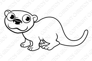 Otter Cartoon Character Wild Animal, an Animal Illustration by Christos Georghiou