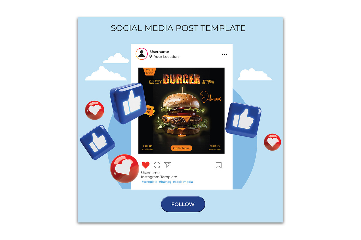 Burger Flyer Design Template, a Flyer Template by YUDesignStore (Photo 4 of 6)