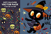 happy halloween vector black cat, a Texture Illustration by Helga Lukas (Thumbnail 1 of 3)