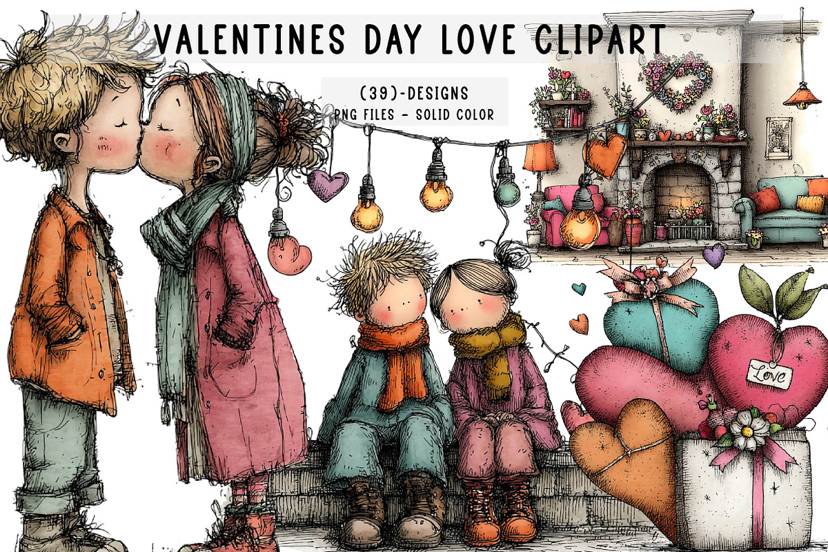 Valentines Day Love Clipart, an Illustration by CreationArt (Photo 1 of 7)