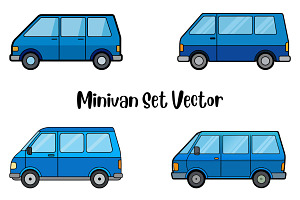 Minivan Set Vector, a Transportation Illustration by Awieee1