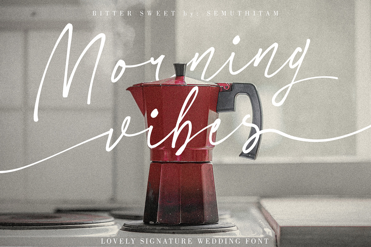 Bitter Sweet - Signature, a Handwritten Font by SemutHitam Creative (Photo 2 of 12)