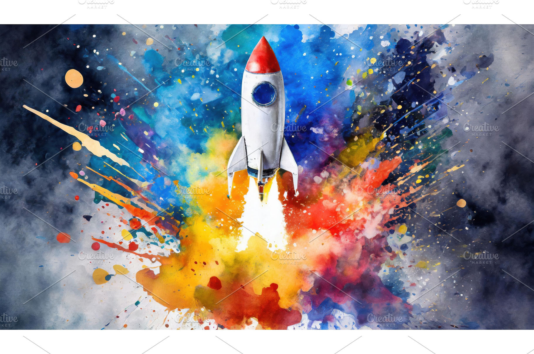 Rocket launching with a colorful, an Abstract Photo by Igor Tichonow