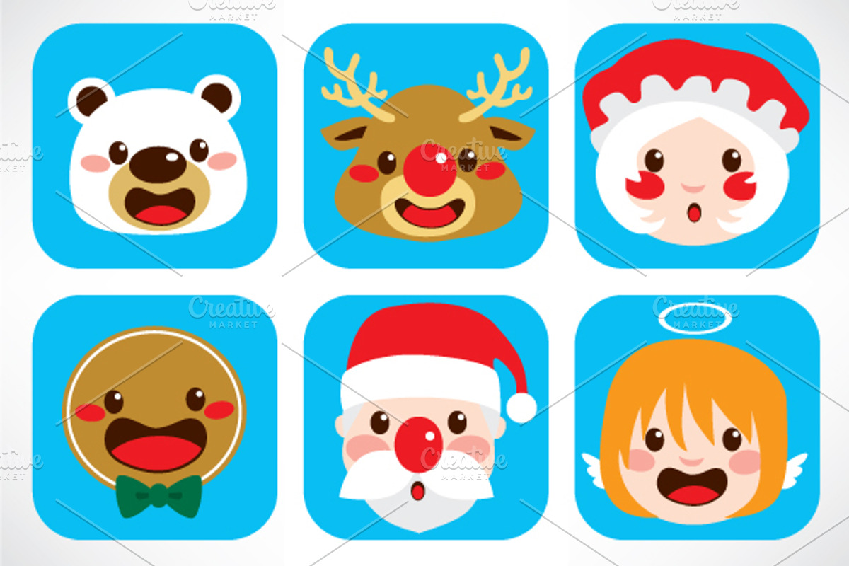 Christmas Character Faces, an Illustration by Kakigori Studio (Photo 2 of 2)