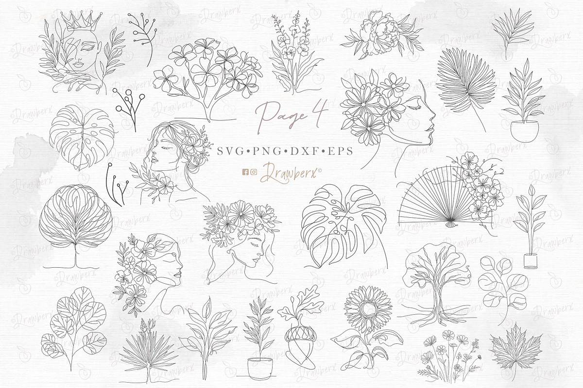 Floral Line Art illustration svg 150, an Illustration by Drawberx (Photo 7 of 13)