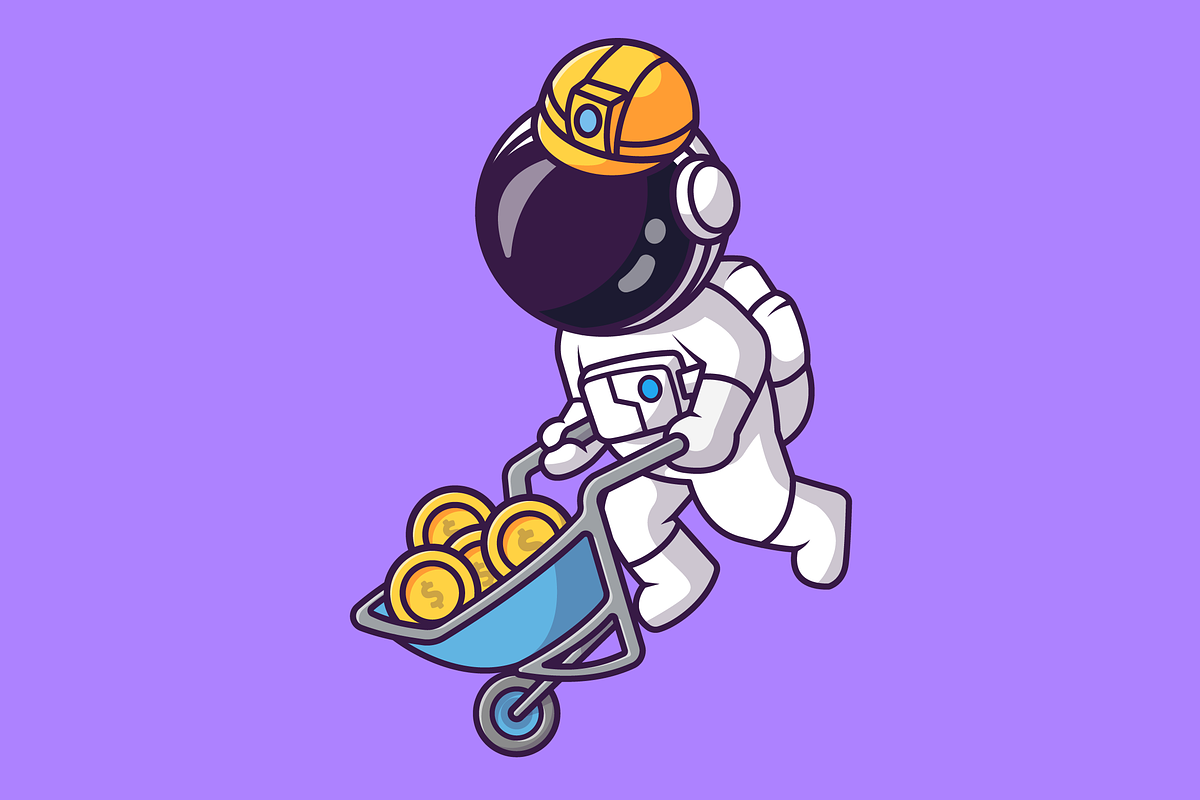 Cute Astronaut Mining Gold Coin, a Finance Illustration by Catalyst Labs