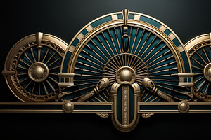 A Decorative Art Deco Design Featuring Three Ornate Wheels With Intricate Patte