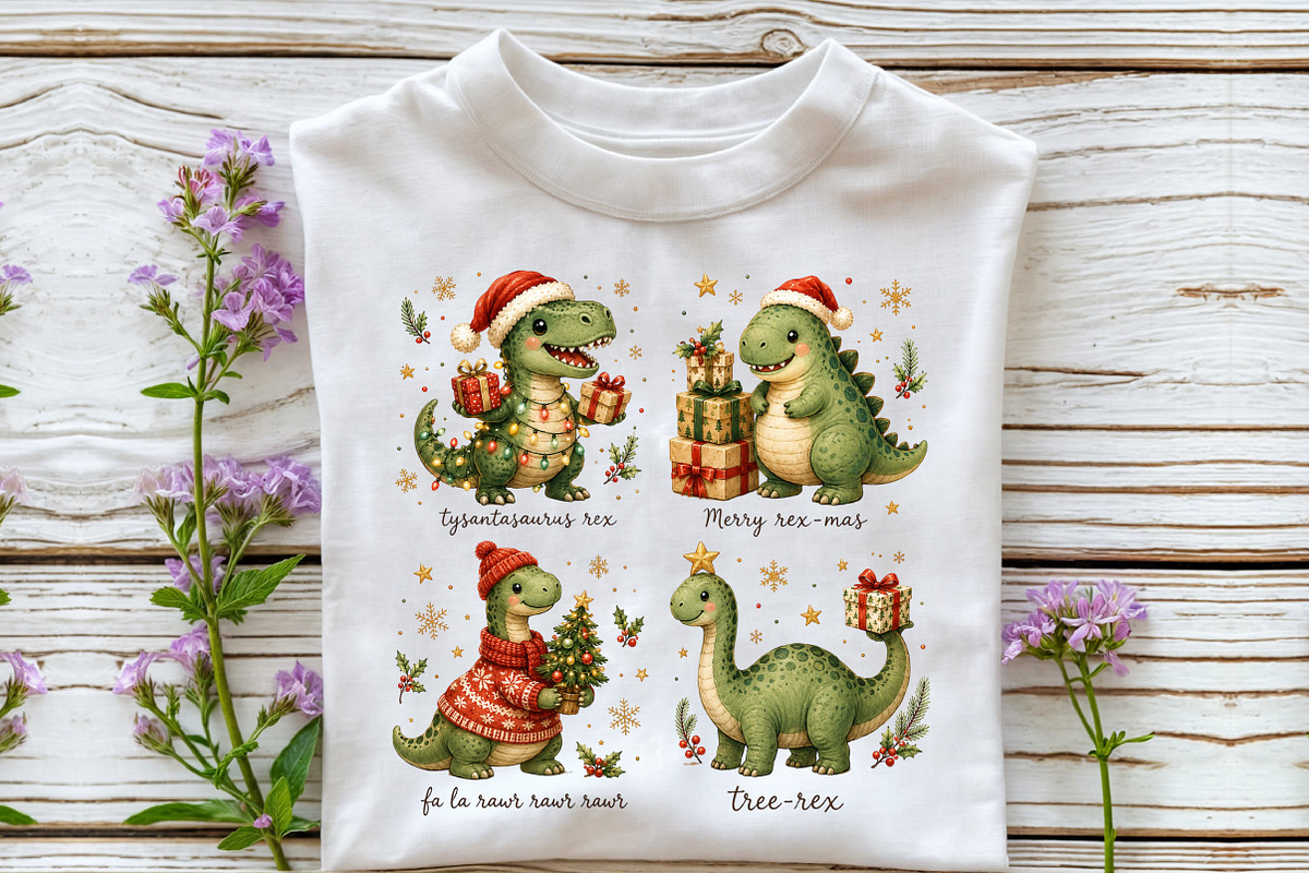 Dino Christmas PNG Sublimaton, a Seasonal Illustration by Sublimation Artist (Photo 3 of 9)