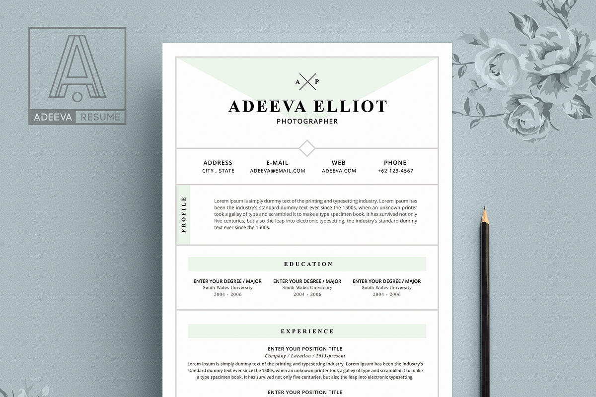 Modern Resume Template Elliot, a Resume Template by AdeevaResume (Photo 3 of 3)