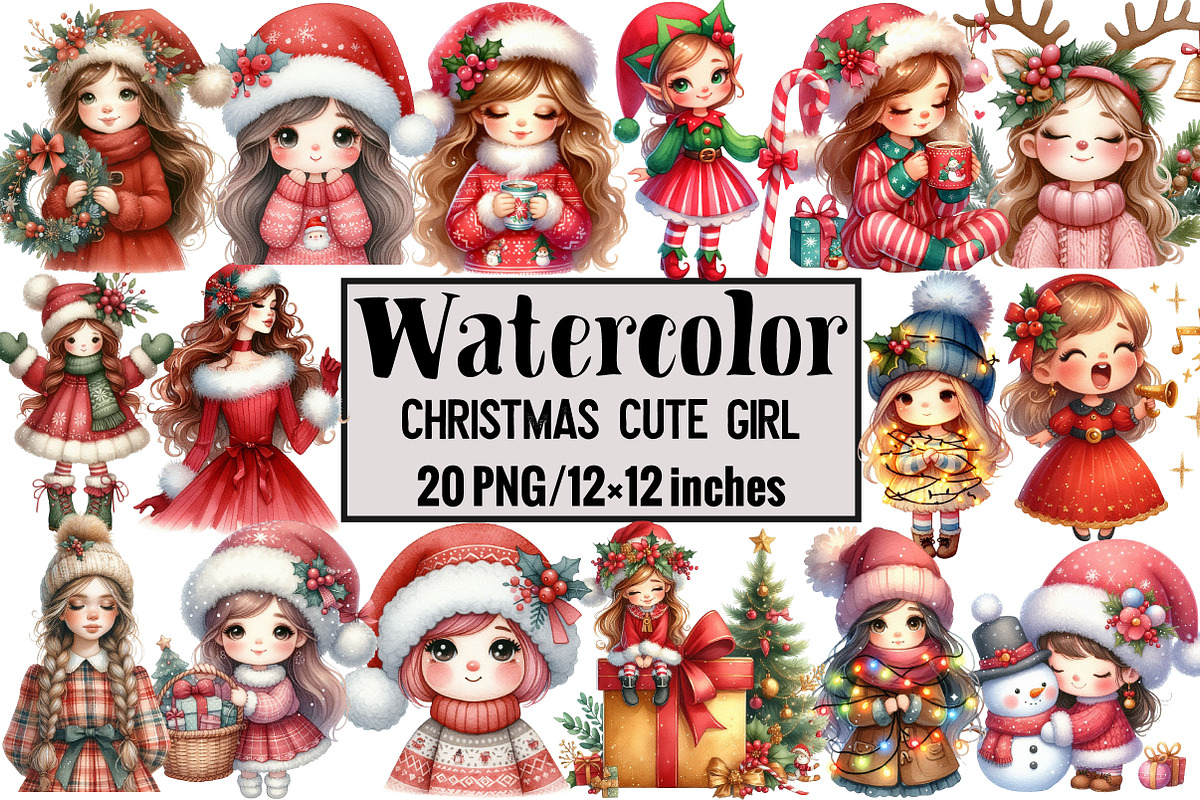 Christmas Cute Girl, an Illustration by Design Market (Photo 1 of 3)