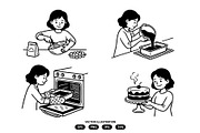 Activity of a woman making a cake, a Person Illustration by Vectorlina (Thumbnail 1 of 3)