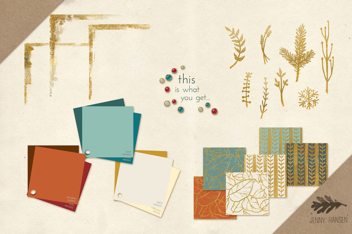 Graphics Bundle: Gold Leaves, a Templates & Theme by Jenny Hansen Suites (Photo 3 of 5)