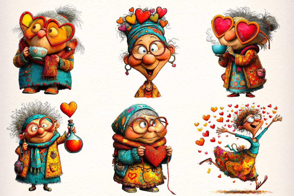 Quirky Elderly Valentine Woman, an Illustration by Dream Creation (Photo 5 of 8)