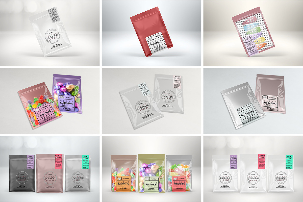 Clear Foil Sachet Packaging Mockup, a Cups & Container Mockup by INCDesign (Photo 13 of 14)
