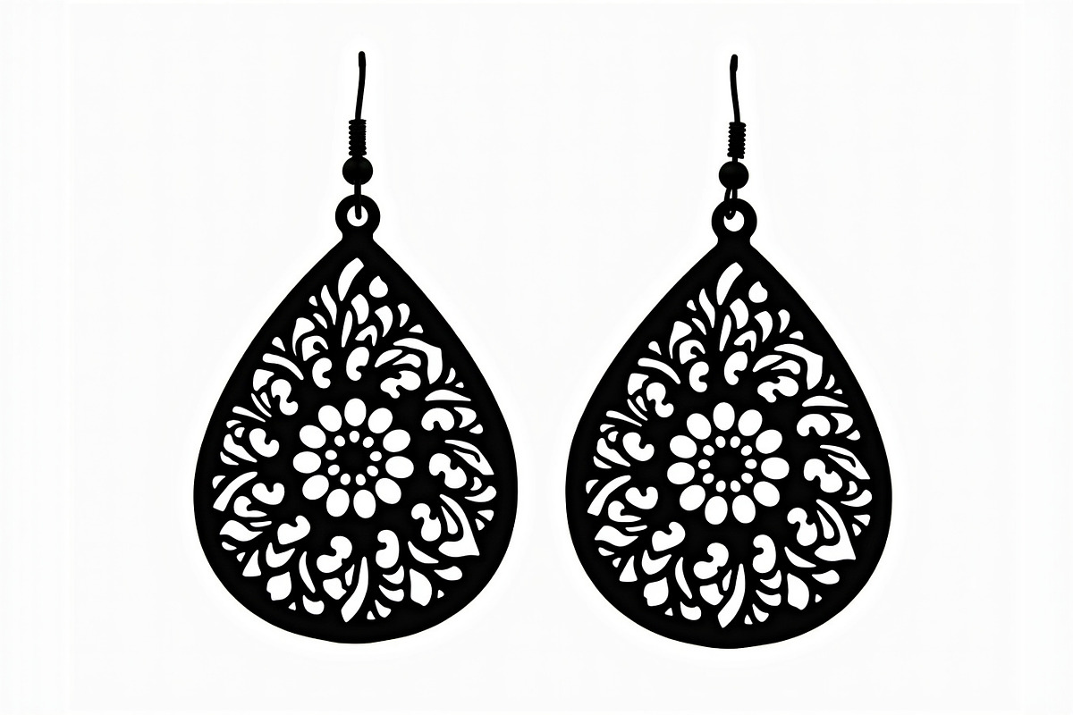 Leaf Earring Silhouette Bundle, a Pattern Graphic by jahid234 (Photo 8 of 13)