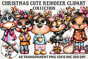 Christmas Cute Reindeer Clipart, an Illustration by RobertsArt (Thumbnail 1 of 7)