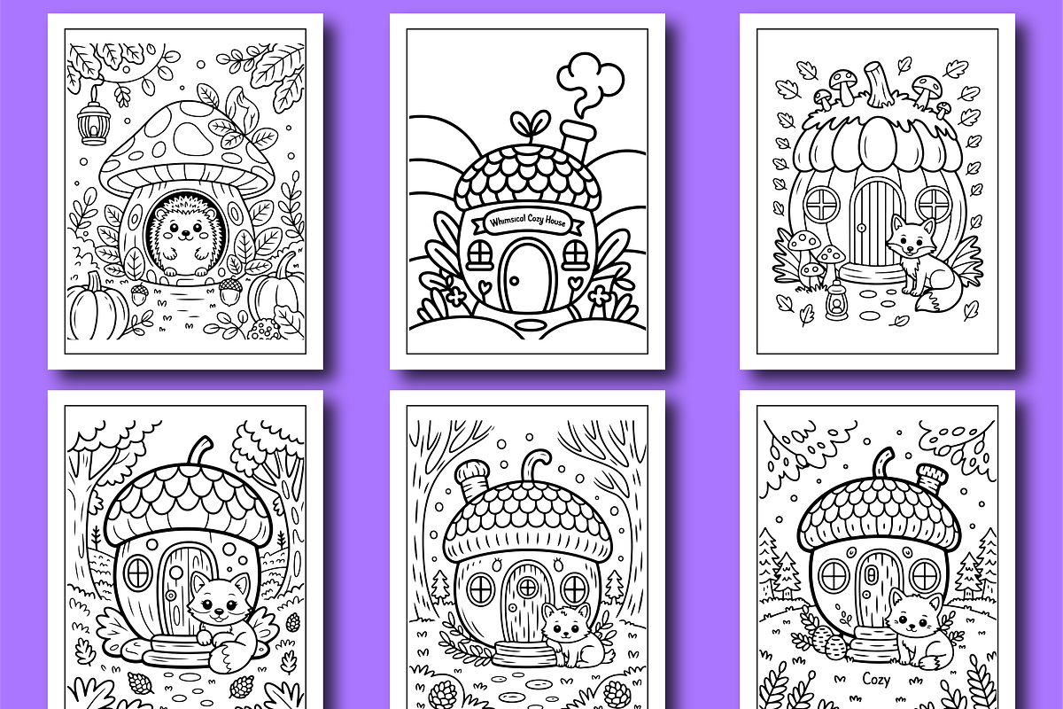 Whimsical Cozy House Coloring Book, a Seasonal Illustration by Design Zone (Photo 3 of 5)