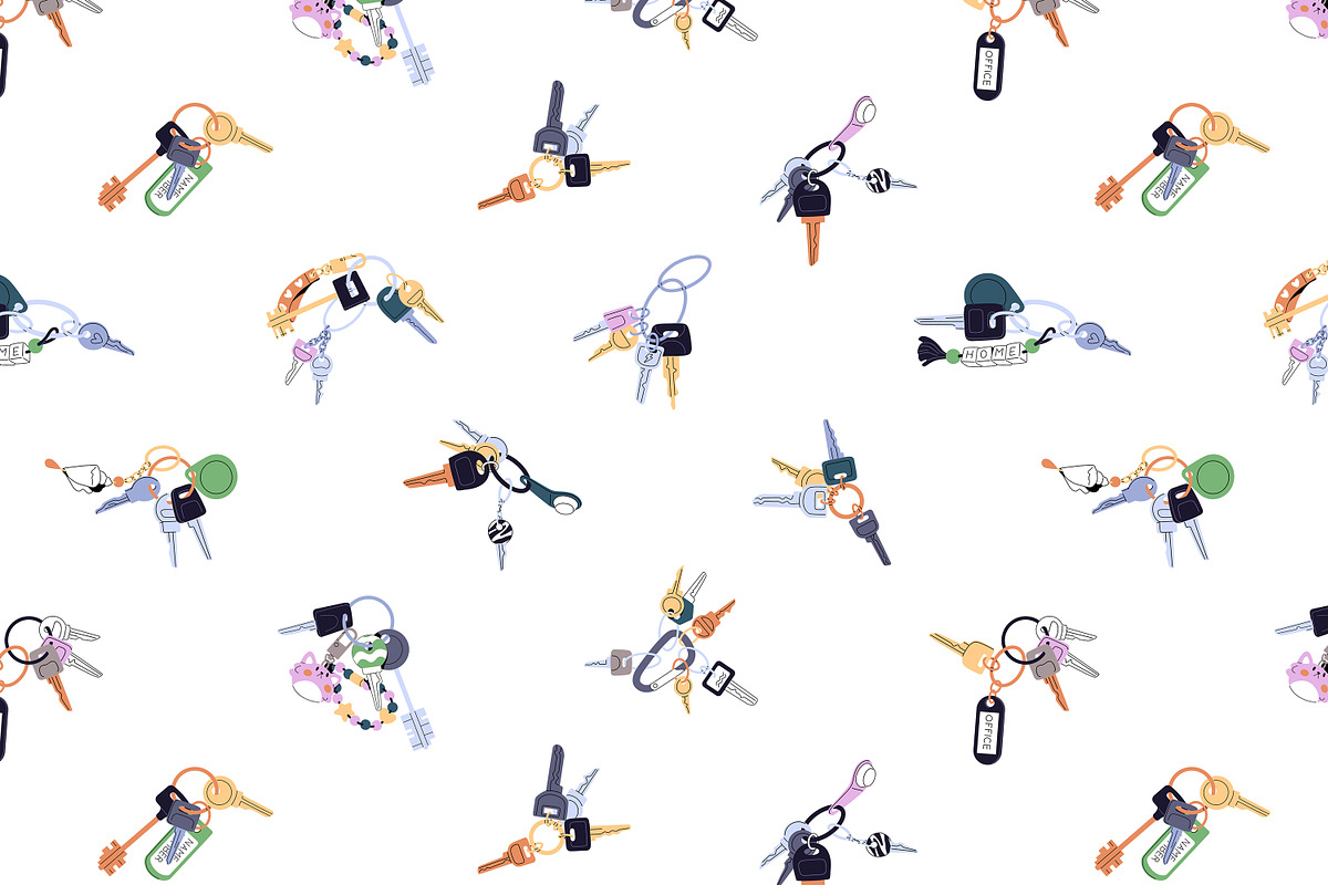 Key chains set + seamless patterns, an Object Illustration by PaperTrident (Photo 3 of 4)