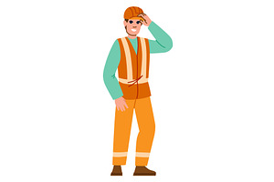 Smiling construction worker, an Illustration by pikepicture