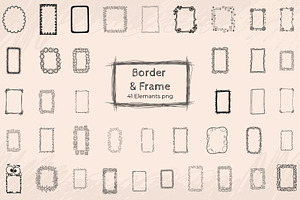 Hand Drawn Border & Frame PNG Bundle