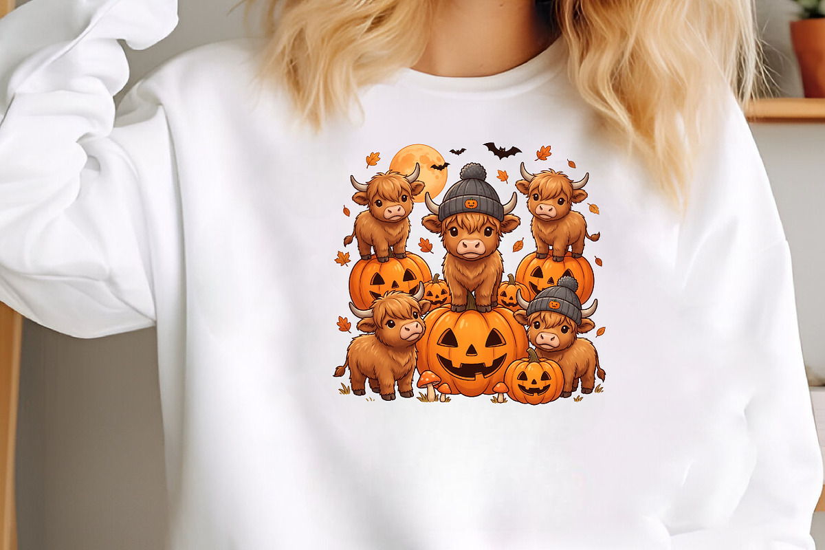 Fall Highland Cow Ghost PNG, a Seasonal Illustration by CraftArtStudio (Photo 3 of 4)