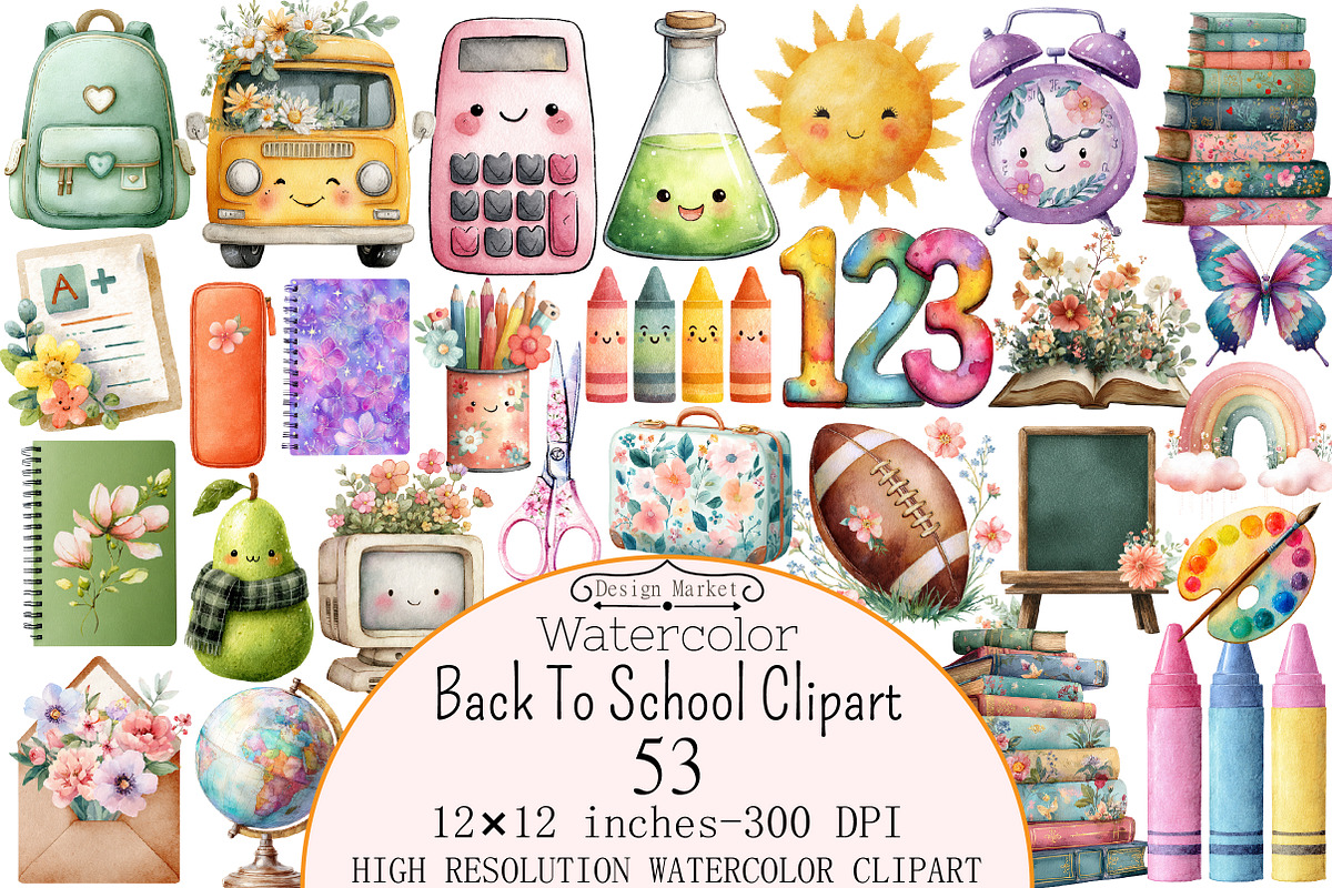 Back To School Clipart, a Seasonal Illustration by Design Market (Photo 1 of 5)