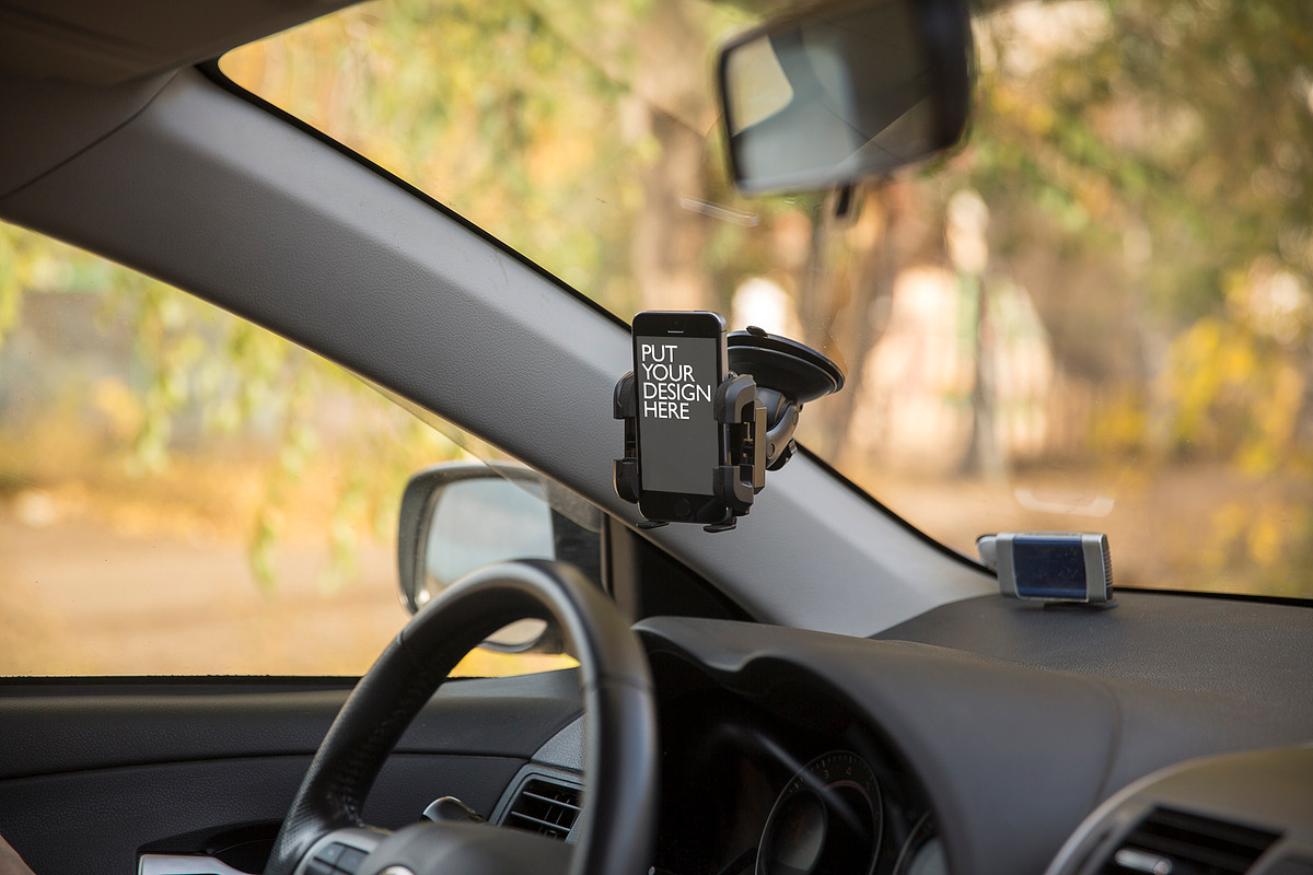 10 Car Phone Holder Mockups, an iPhone Mockup by UI Kitchen (Photo 10 of 11)