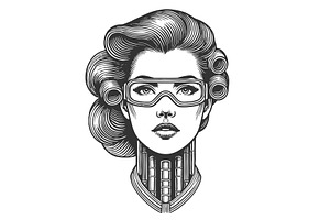 Futuristic Cyborg Woman with Tech, a Person Illustration by AlexArt