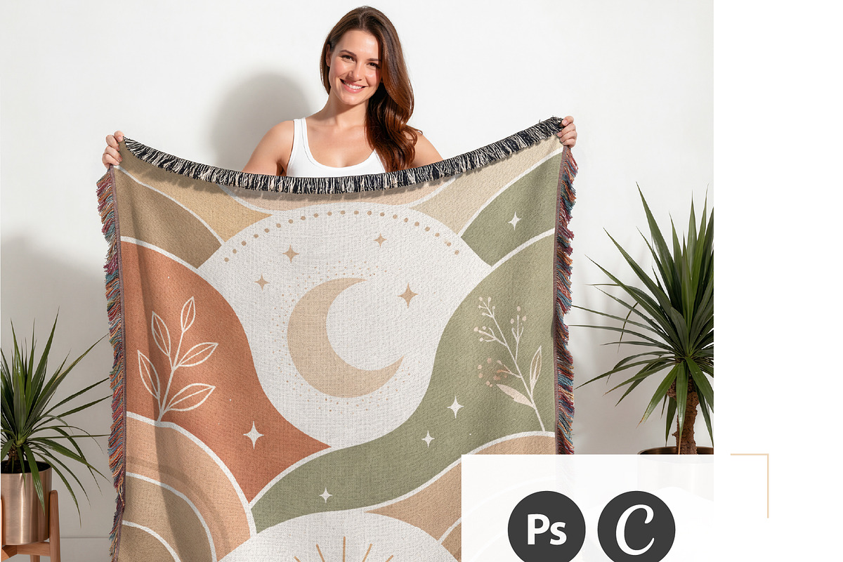 Jacquard Woven Blanket Mockup, an Apparel Mockup by Mockups Studio (Photo 4 of 9)