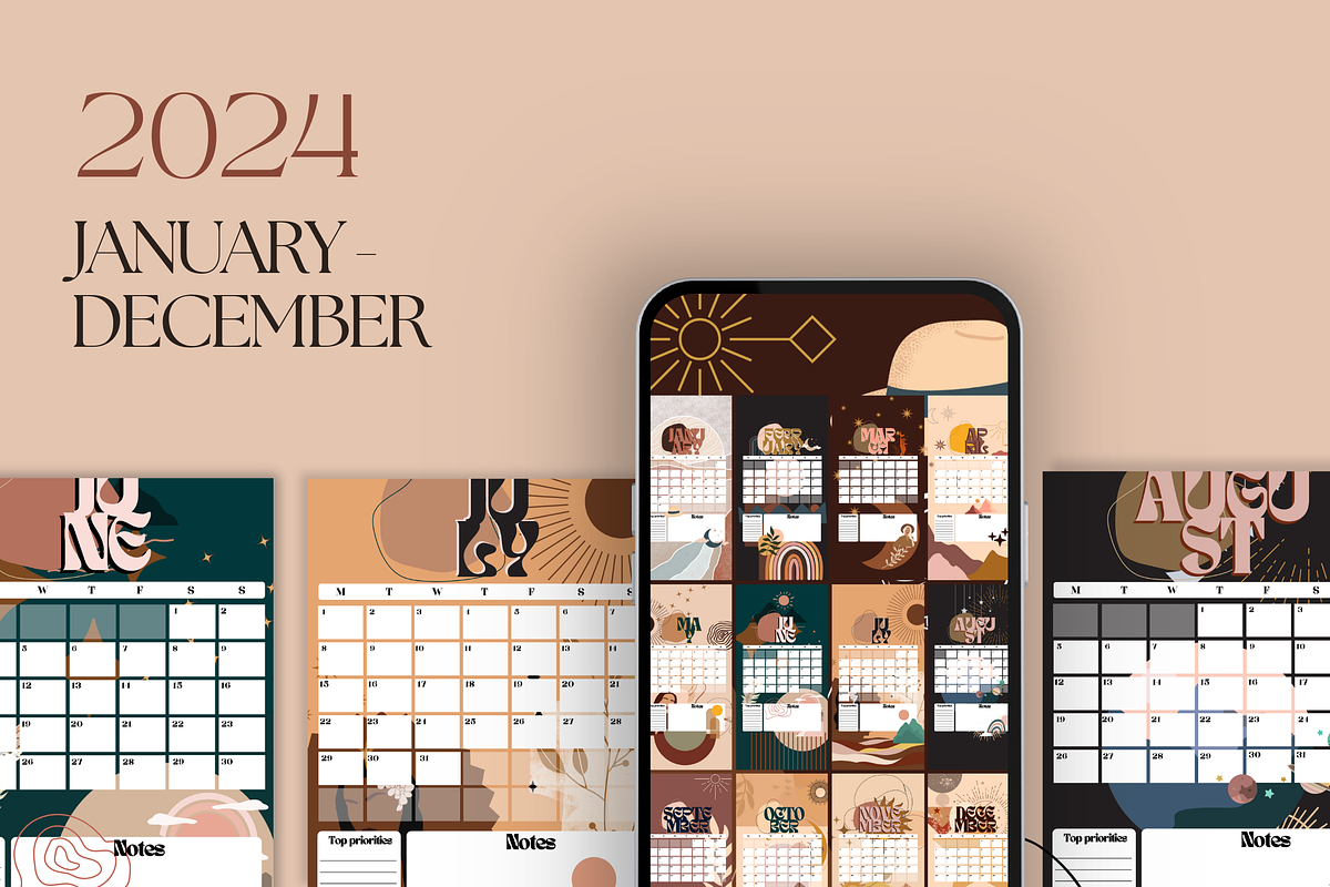 Boho Style 2024 Calendar, a Design Template by The Lone Crowd (Photo 1 of 7)