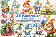 Watercolor Summer Gnome Clipart, an Illustration by DreamCafeArt (Thumbnail 1 of 5)