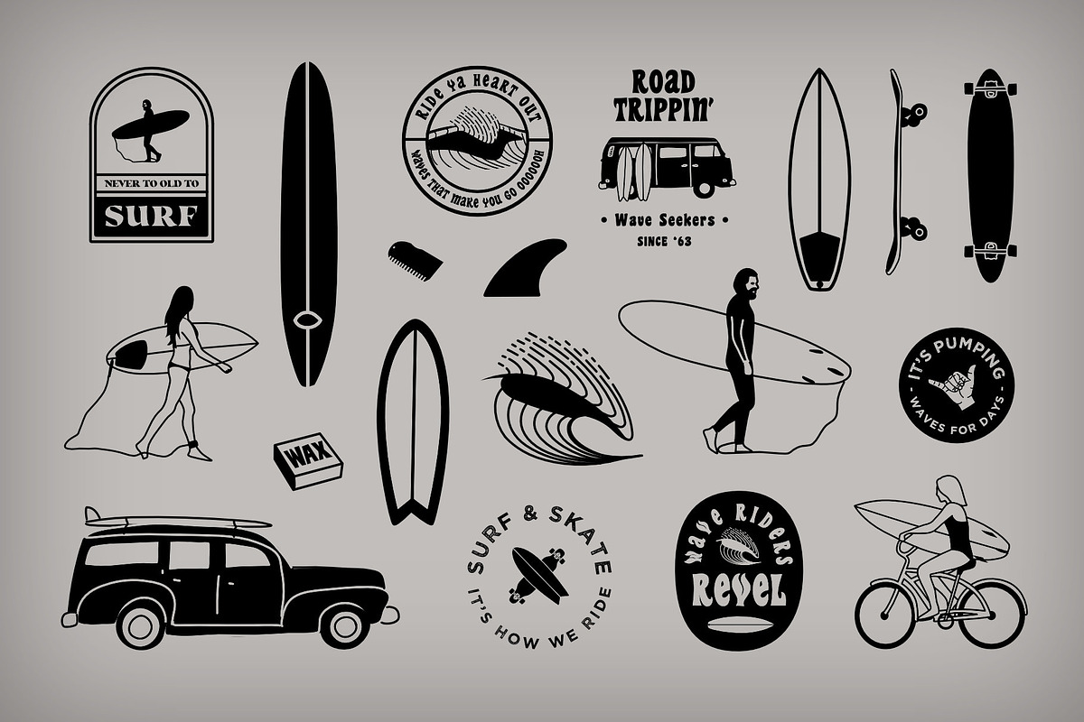 SURF Illustration Kit with Logos, an Illustration by Go Rogue (Photo 1 of 10)