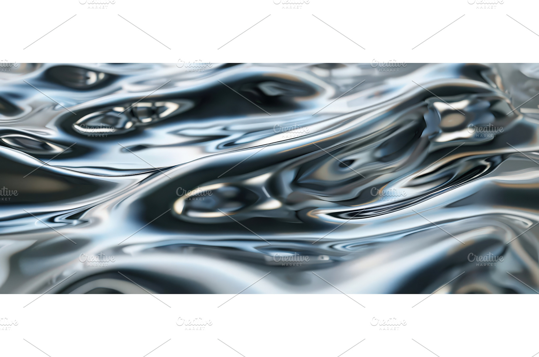 Smooth liquid chrome surface with, an Abstract Photo by piter.goskov