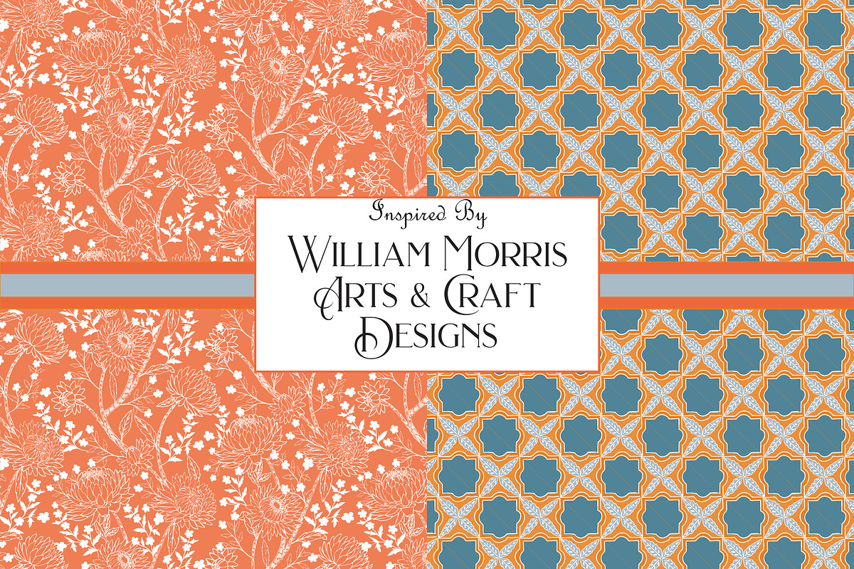 Orange Blue Morris Repeat Pattern, a Pattern Graphic by RachelStudio (Photo 3 of 5)