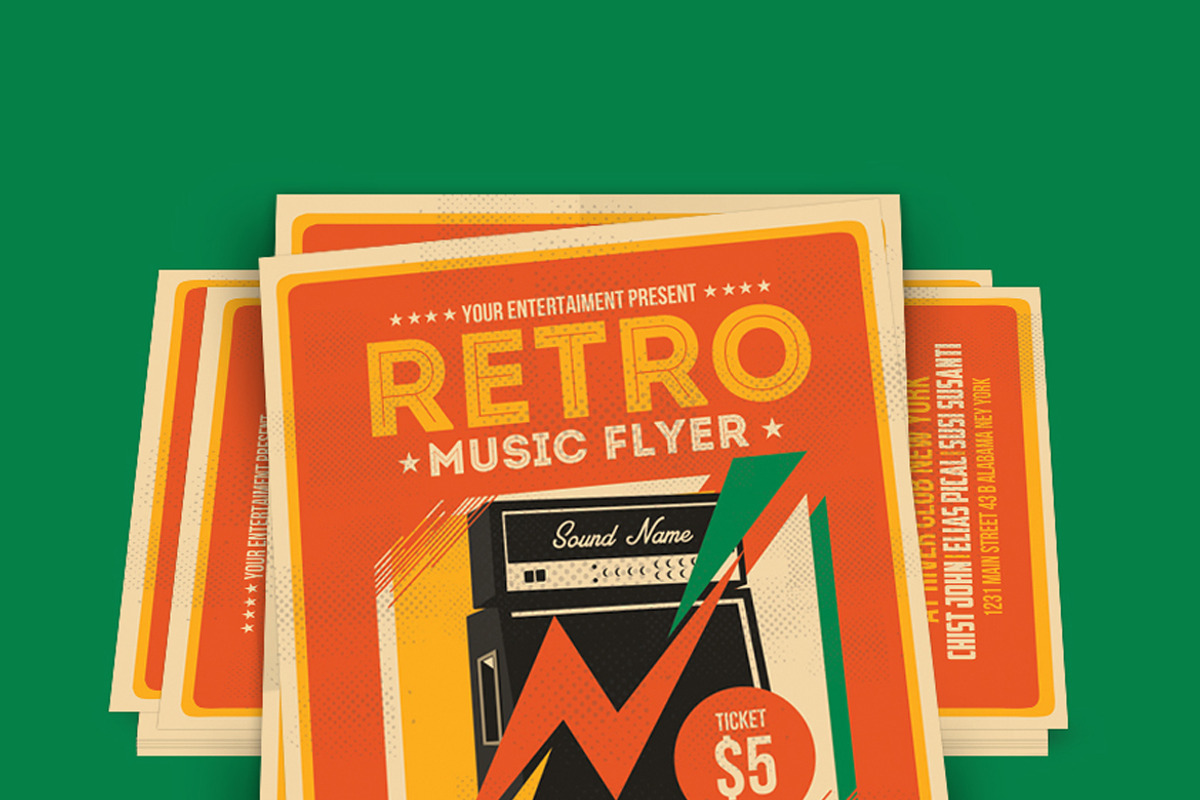Retro Music Flyer Amplifier, a Flyer Template by Muhamad Iqbal hidayat (Photo 4 of 4)