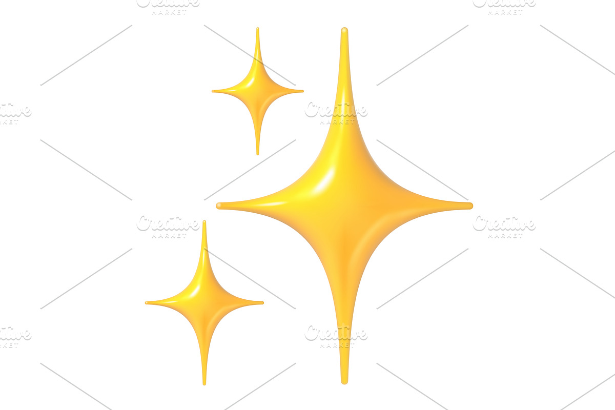 Sparkles emoji. Shining stars 3d, an Object Illustration by Frogella