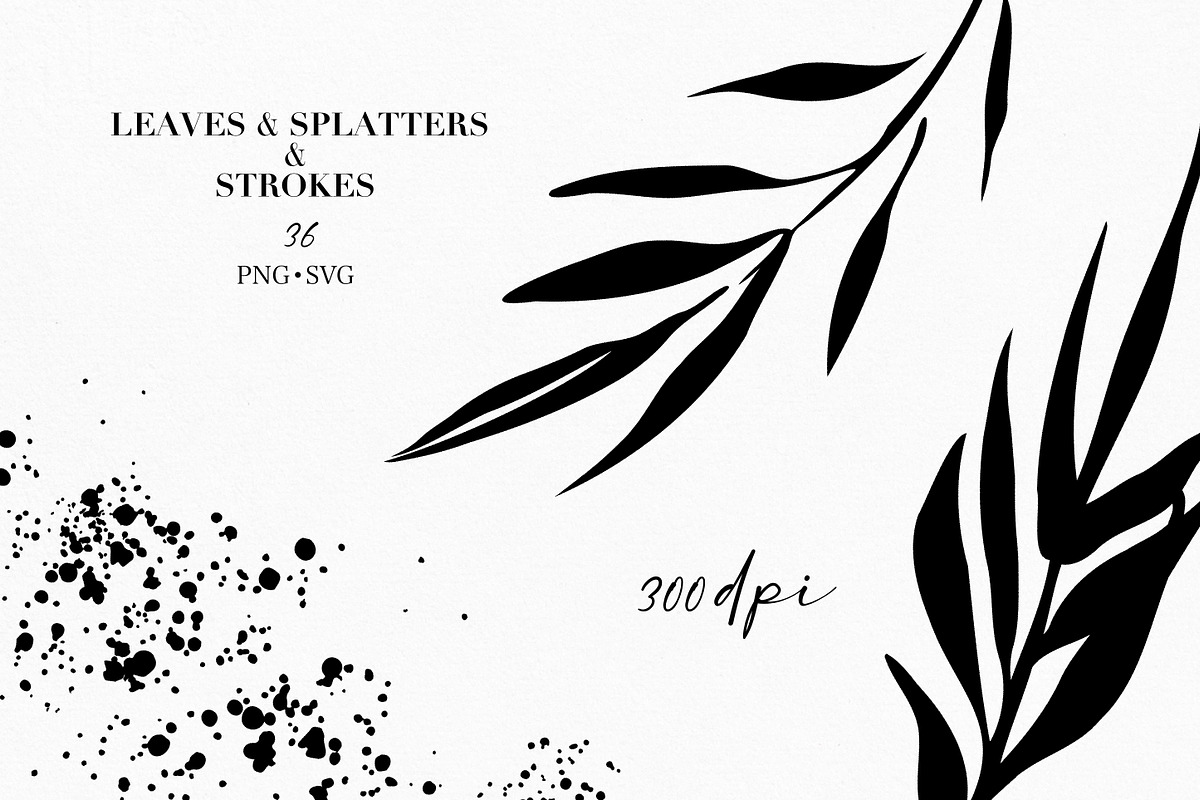 Leaves Splatters Strokes SVG clipart, a Decorative Illustration by LuiDesignStudio (Photo 3 of 4)