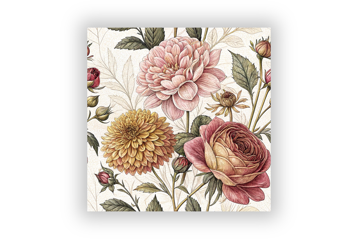 Vintage Autumn Flowers Digital Paper, a Pattern Graphic by FloridPrintables (Photo 6 of 9)
