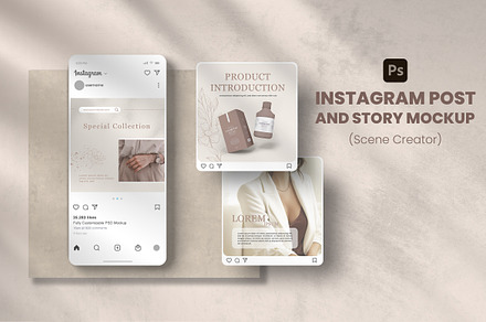 Instagram Post and Story Mockup