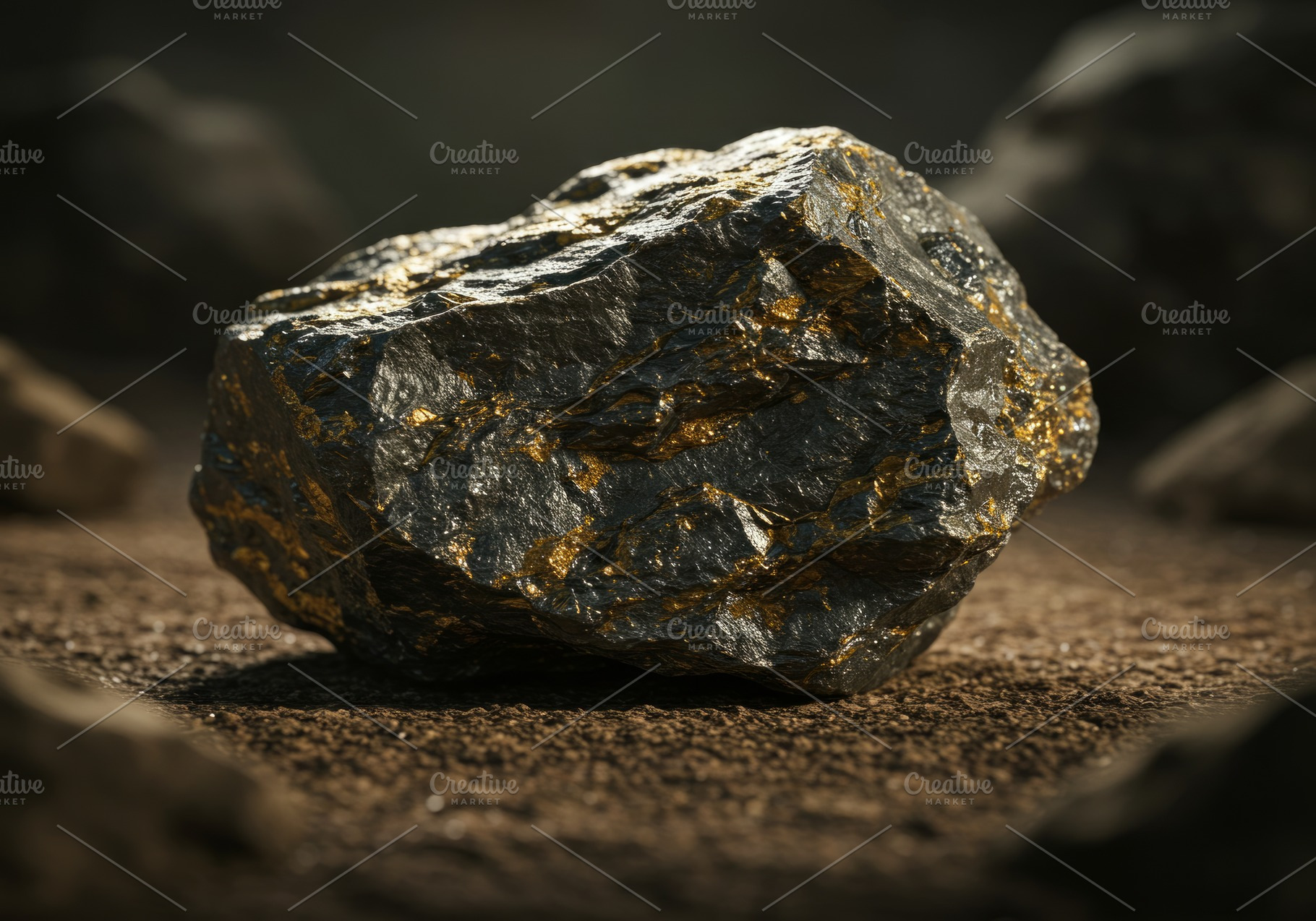 Dark mineral rock with gold streaks, a Nature Photo by professorinc