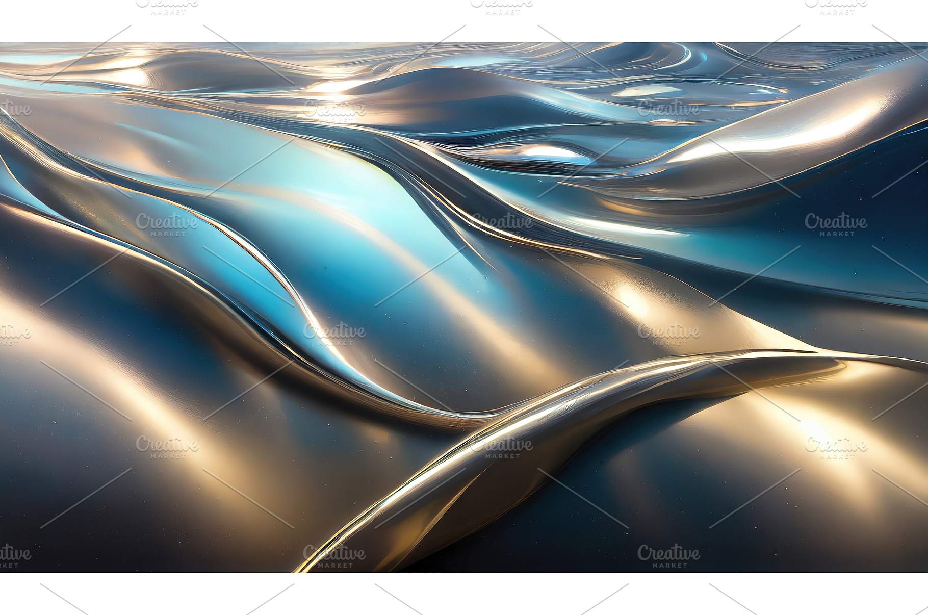 Metallic waves with blue and gold, an Abstract Photo by Igor Tichonow