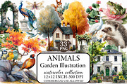 Watercolor Animals Garden Illustrati, an Illustration by Libby Wishes (Thumbnail 1 of 7)