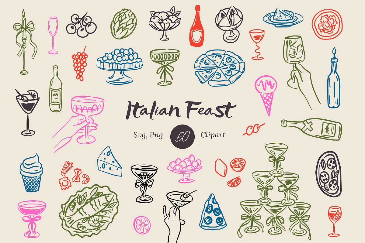 Whimsical Italian Feast, an Object Graphic by AnnArt (Photo 1 of 11)