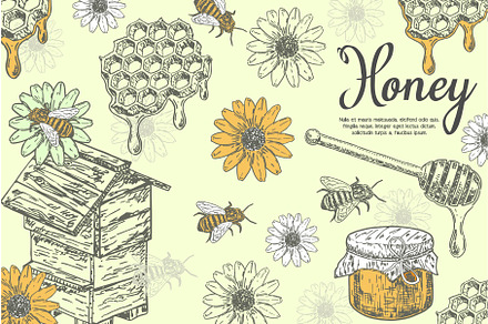 Honey ink hand drawn sketch vector, an Illustration by Siberian Art