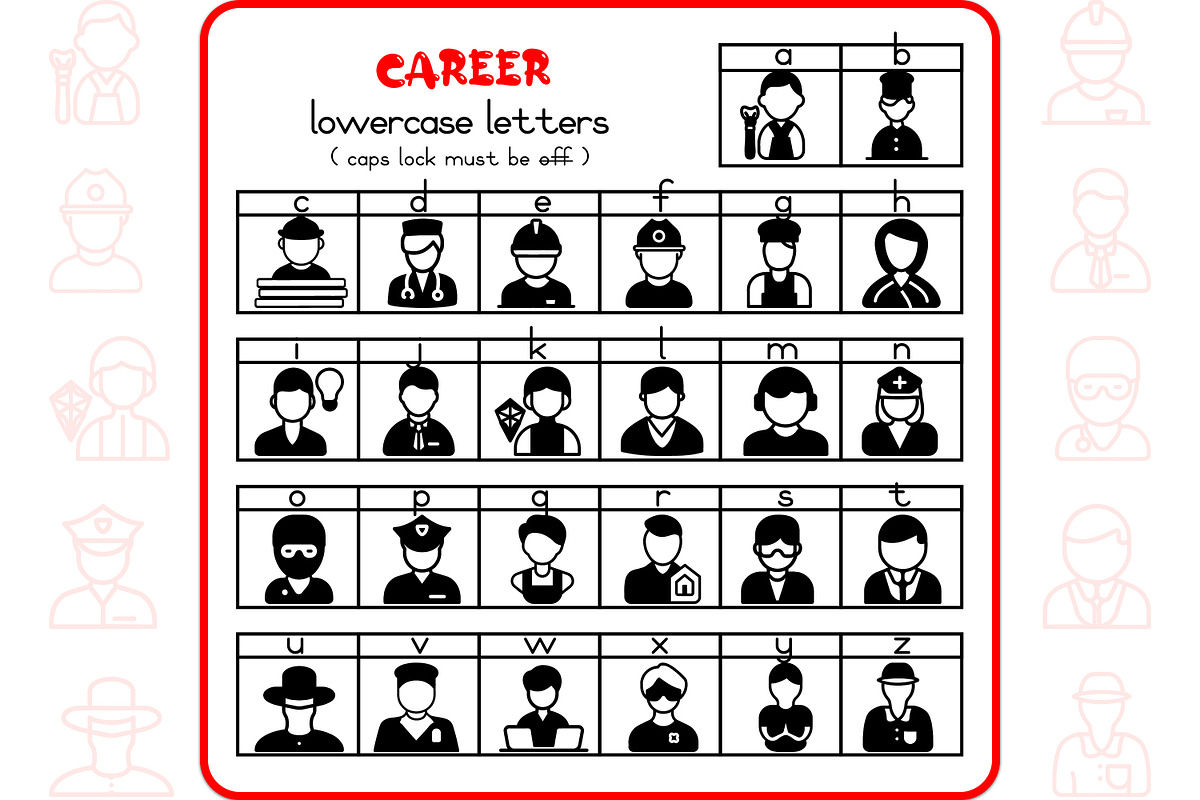 Career Alphabet - Dingbat Font, a Symbol Font by WADLEN (Photo 3 of 7)